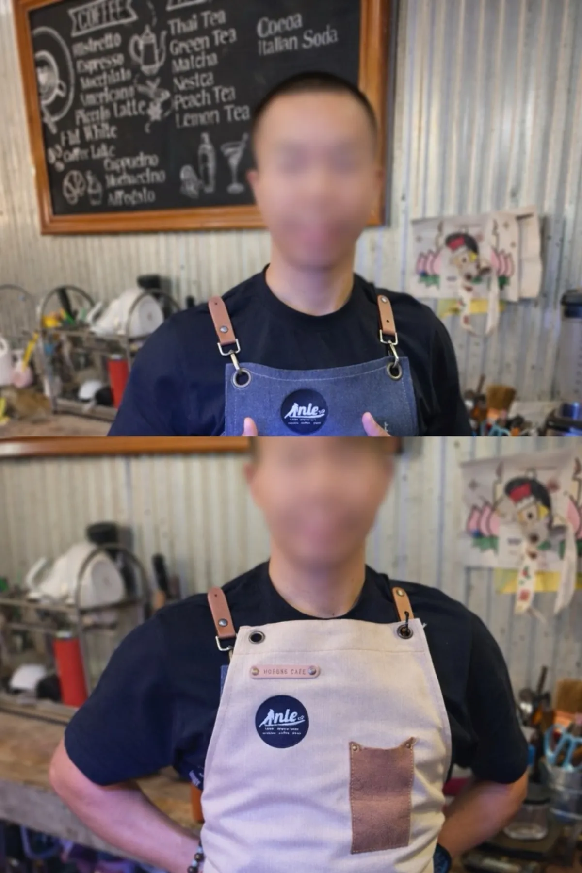 ปักโลโก้บนผ้ากันเปื้อนบาริสต้า